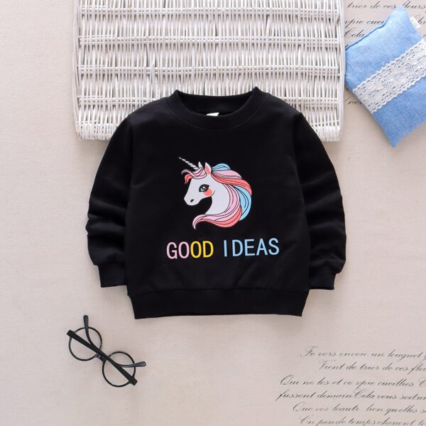 

Toddler Girls Unicorn And Letter Graphic Sweatshirt, Black