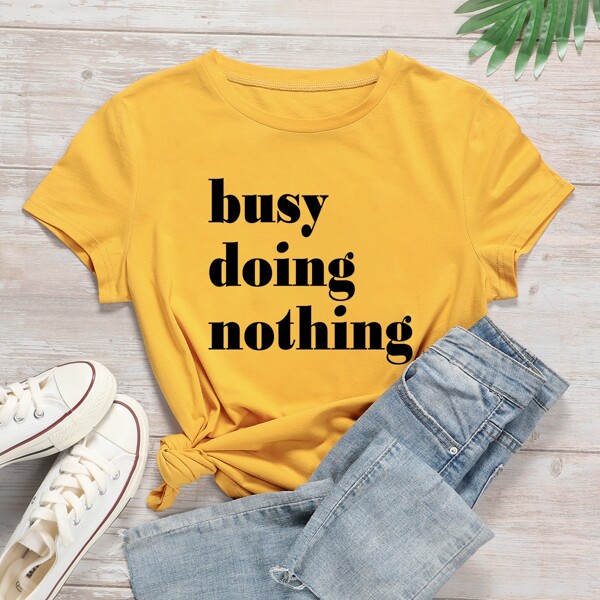 

Slogan Graphic Short Sleeve Tee, Yellow bright