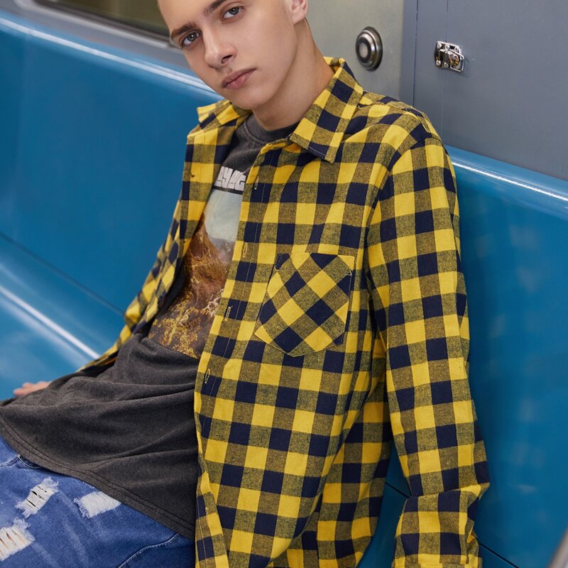 

Guys Plaid Pocket Front Shirt, Yellow