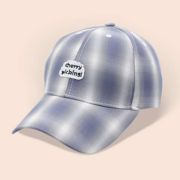 

Plaid Pattern Baseball Cap, Blue