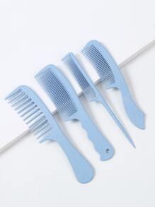 4pcs Styling Comb Set/Kit, Hair Brush/Hair Comb Fine Teeth Wide Tooth Hair Brush For All Hair Types, Hair Brush, Comb, Hair Tools, Hair Products And Accessories For Barber Salon Beauty Travel Essentials, Back To School, Travel Holiday Essentials, Hair Accessories For Women, Brush, Hair Brushes, Hair Brush, Detangling Brush, Ball Brush, Mini Hair Brush, Hair Brush Set, Wooden Comb, Hair Brush, Mini Hair Brush, Detangling Brush, Hair Brushes, Curly Hair Brush, Hairdressing Equipment - Blue - View 1