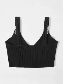 Grommet Strap Rib-đan Crop Top - màu đen - Xem 2