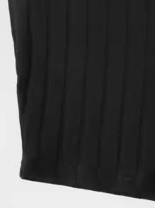 Grommet Strap Rib-đan Crop Top - màu đen - Xem 5