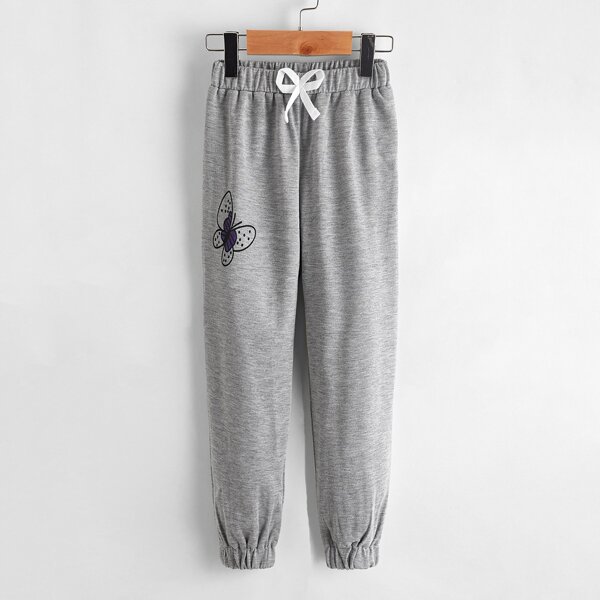 

Toddler Girls Butterfly Print Bow Sweatpants, Grey