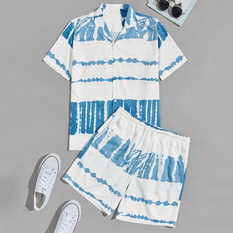 

Guys Tie Dye Shirt & Drawstring Shorts, Multicolor