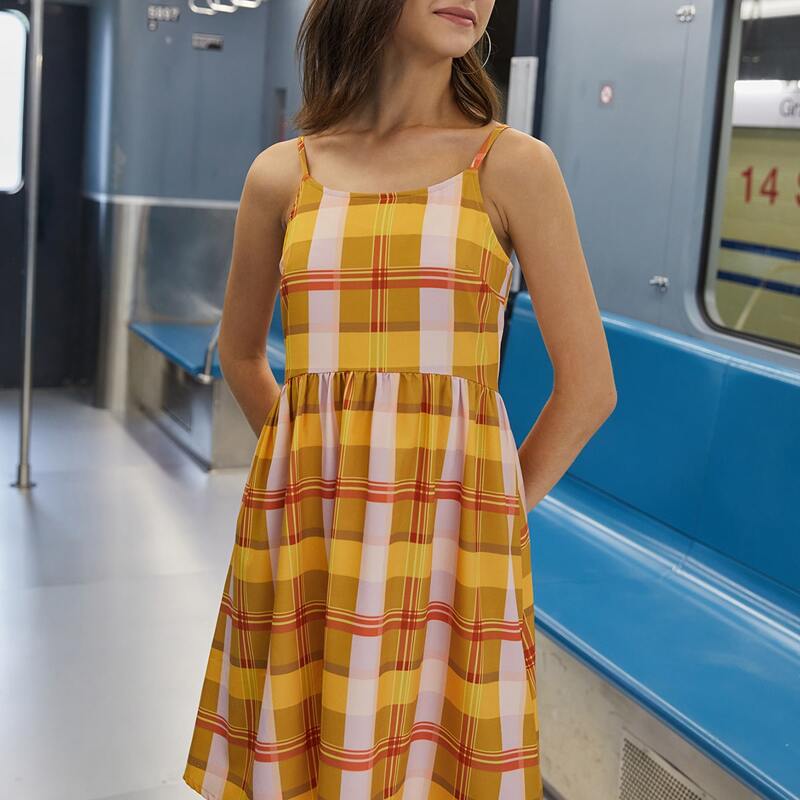 

Plaid Cami Dress, Multicolor