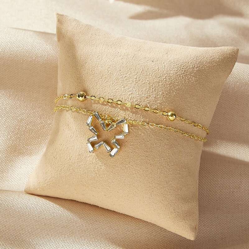 

Butterfly Design Rhinestone Bracelet, Gold