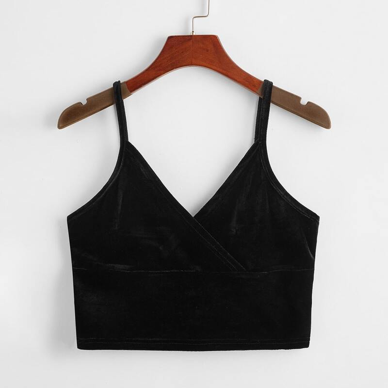 

Velvet Wrap Cami, Black