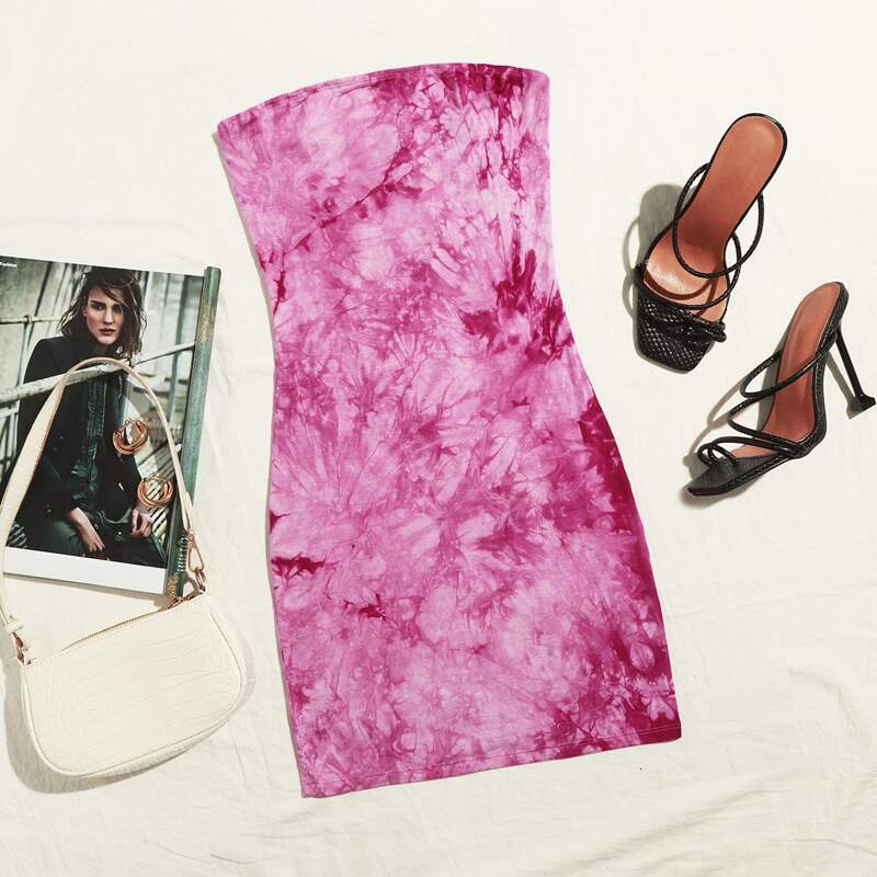

Tie Dye Tube Dress, Hot pink