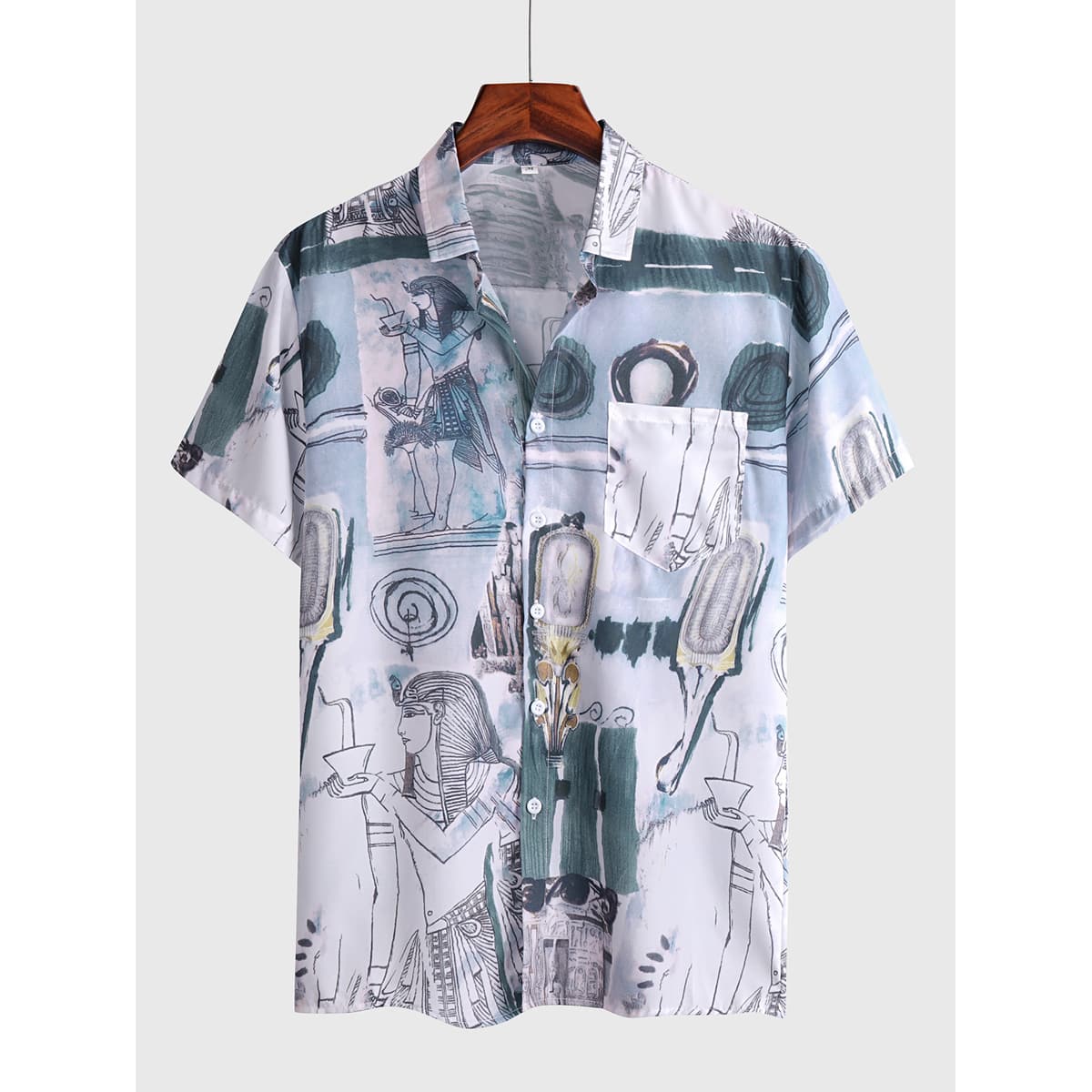 

Guys Watercolor Print Button Front Shirt, Multicolor