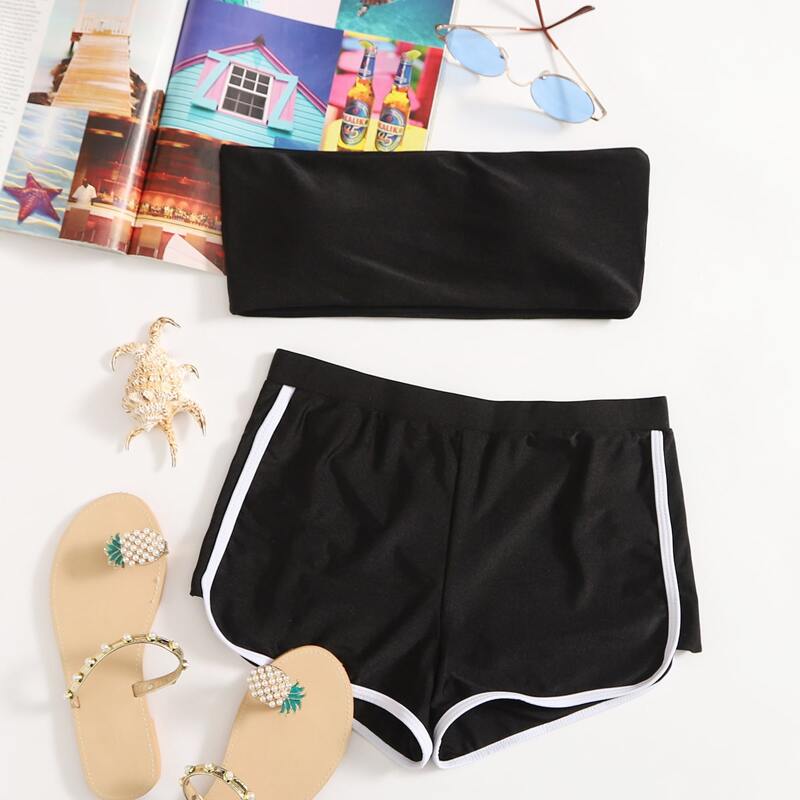 

Bandeau Shorts Bikini Swimsuit, Black