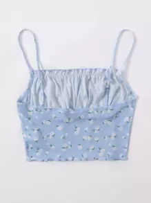 Soleia 抽褶胸褶邊吊帶上衣 - 淺藍色 - 查看 2