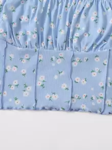 Soleia 抽褶胸褶邊吊帶上衣 - 淺藍色 - 查看 4