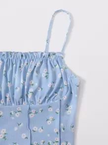 Soleia 抽褶胸褶邊吊帶上衣 - 淺藍色 - 查看 5