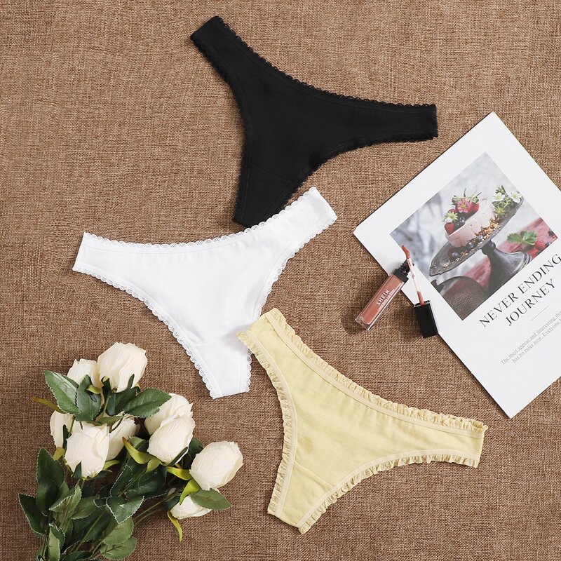 

3pack Lace Trim Panty Set, Multicolor