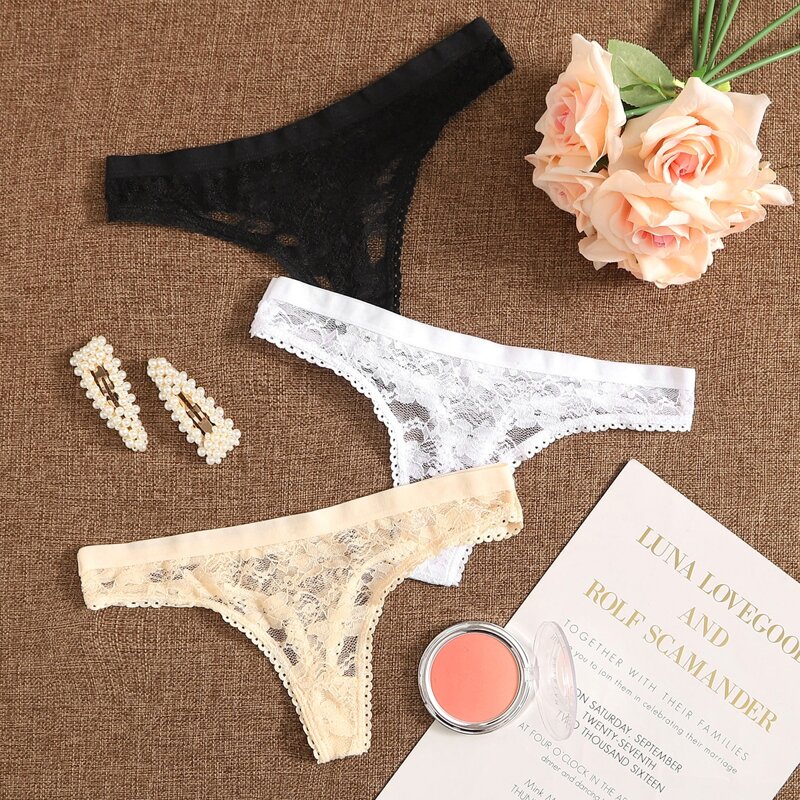 

3pack Floral Lace Thong Set, Multicolor