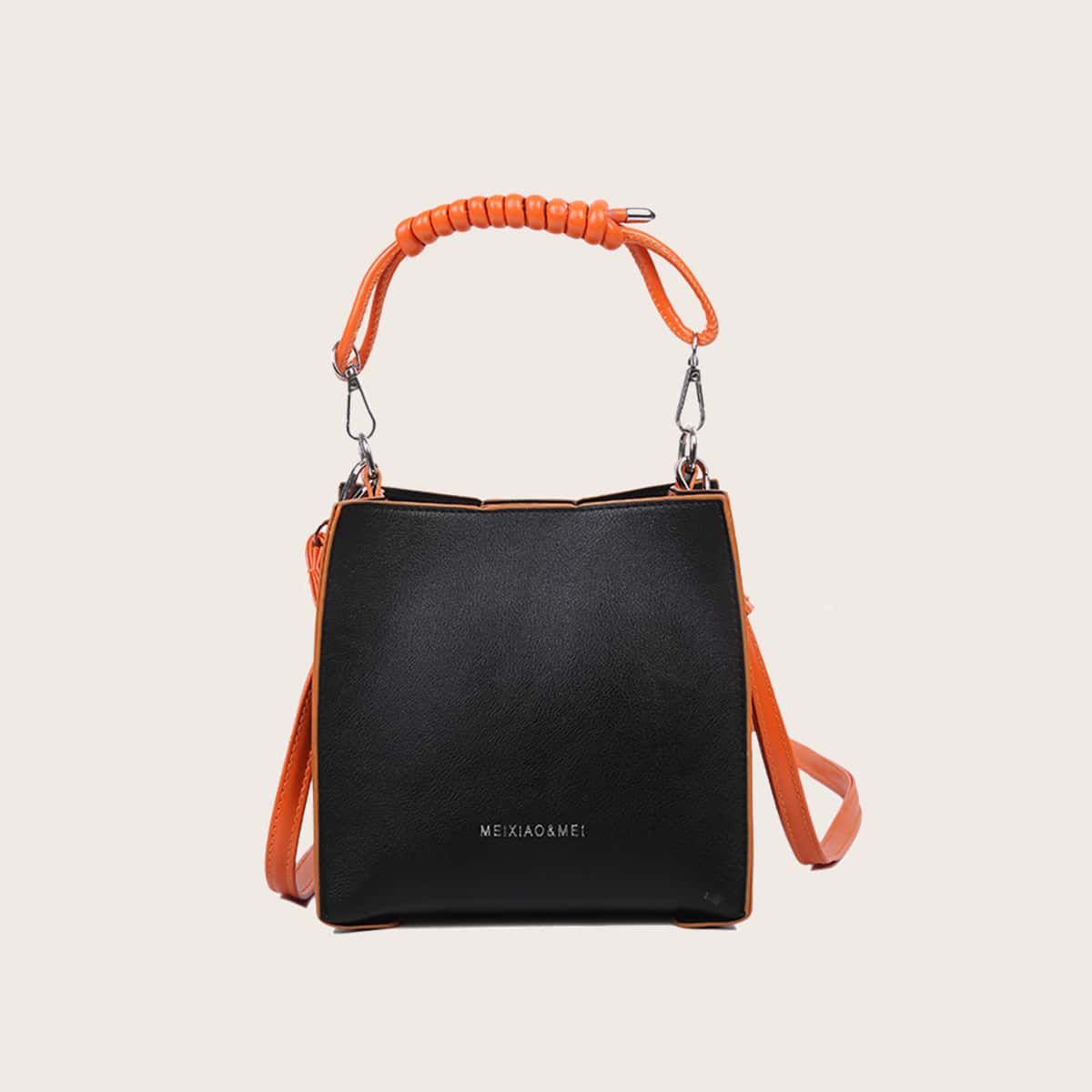 

Letter Graphic Satchel Bag, Black