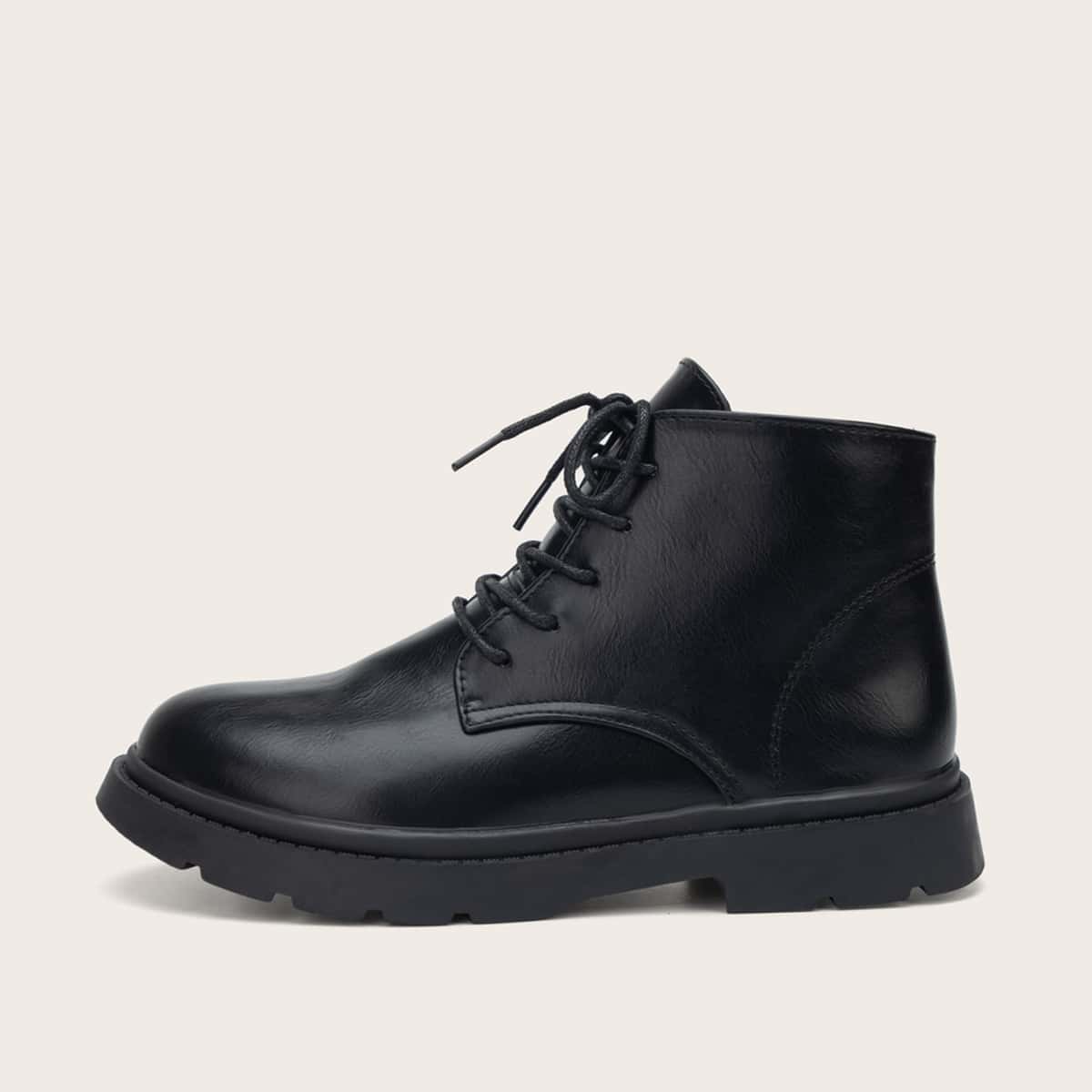 

Lace-up Front Ankle Boots, Black