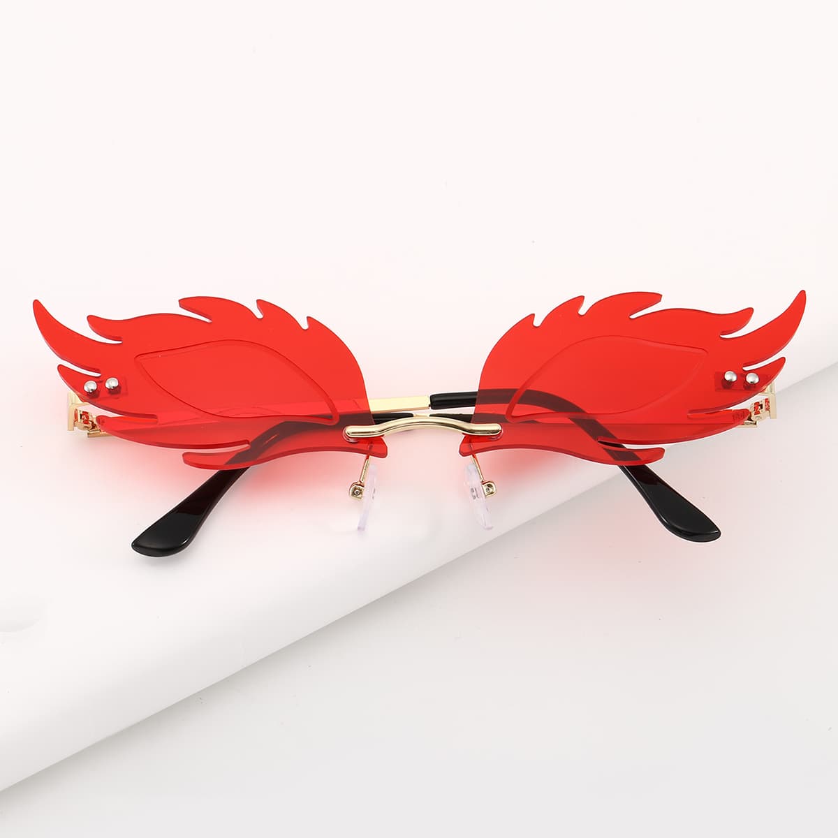 

Wing Rimless Sunglasses, Red