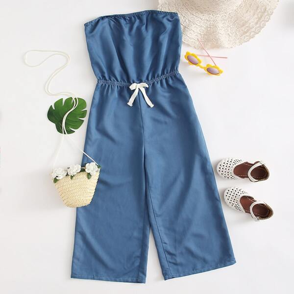 

Girls Knot Front Tube Jumpsuit, Blue