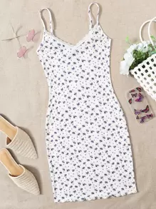 SHEIN MOD 蕾絲邊小碎花洋裝