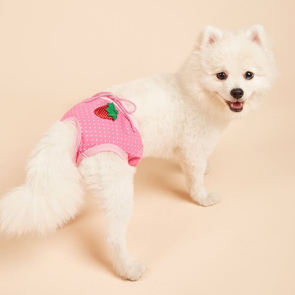 

1pc Strawberry Dog Sanitary Pants, Pink