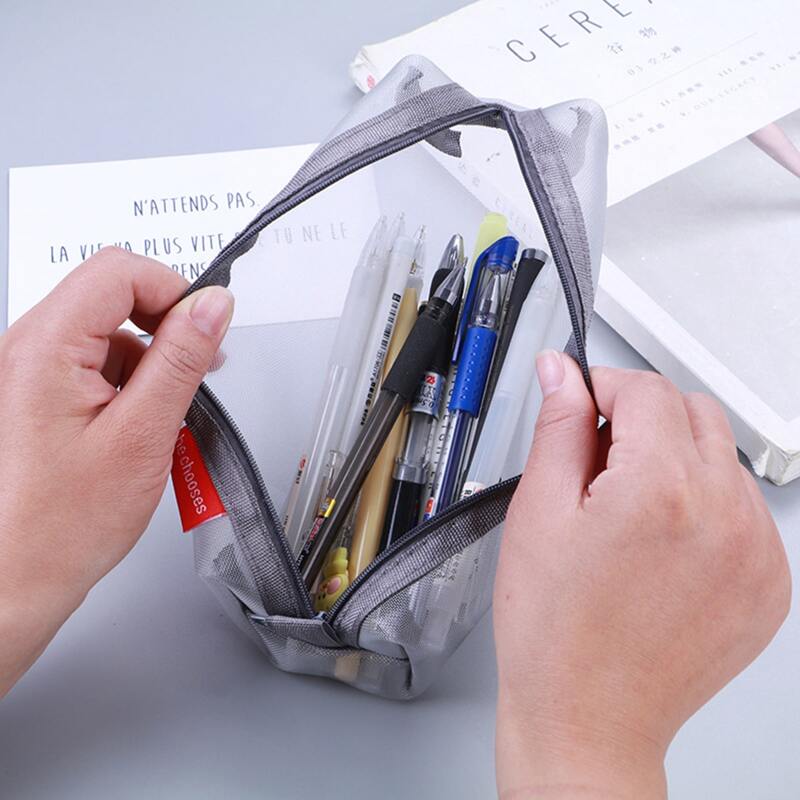 

1pc Random Round Sheer Mesh Pencil Case, Multicolor