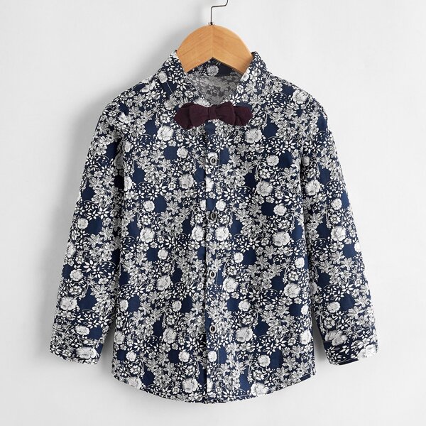

Toddler Boys Allover Floral Bow Front Shirt, Multicolor