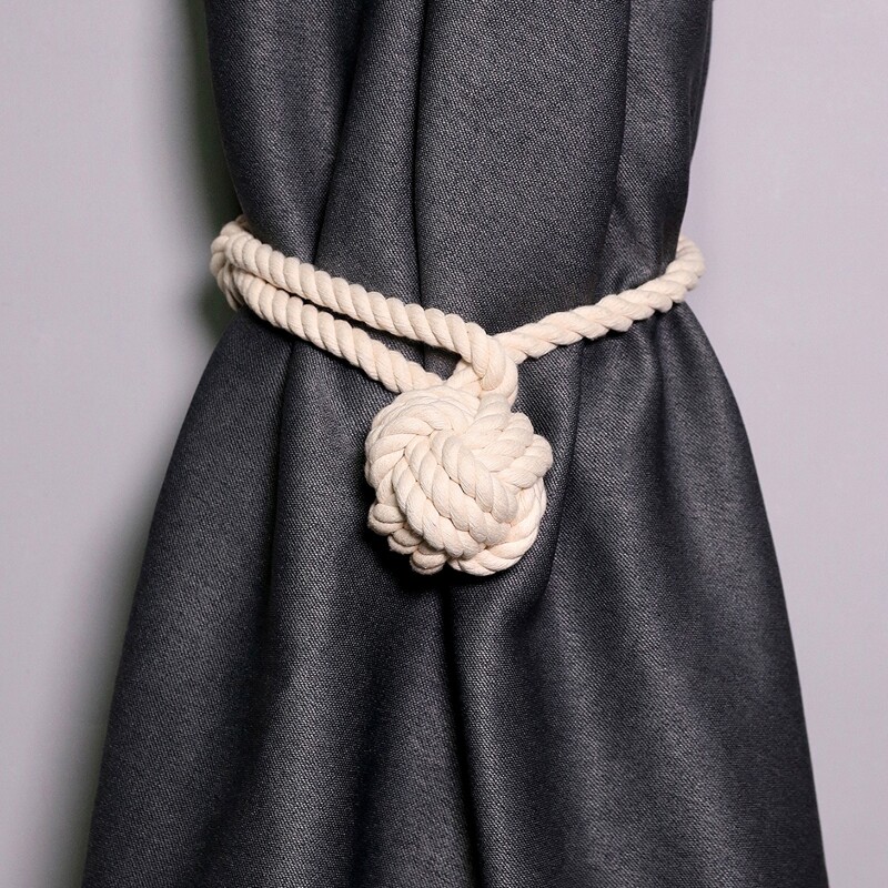 

1pc Rope Braided Curtain Tie Back, Beige