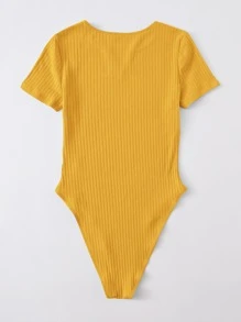SHEIN EZwear Notched Neck Rib-knit Bodysuit