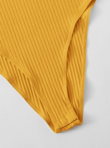 SHEIN EZwear Notched Neck Rib-knit Bodysuit