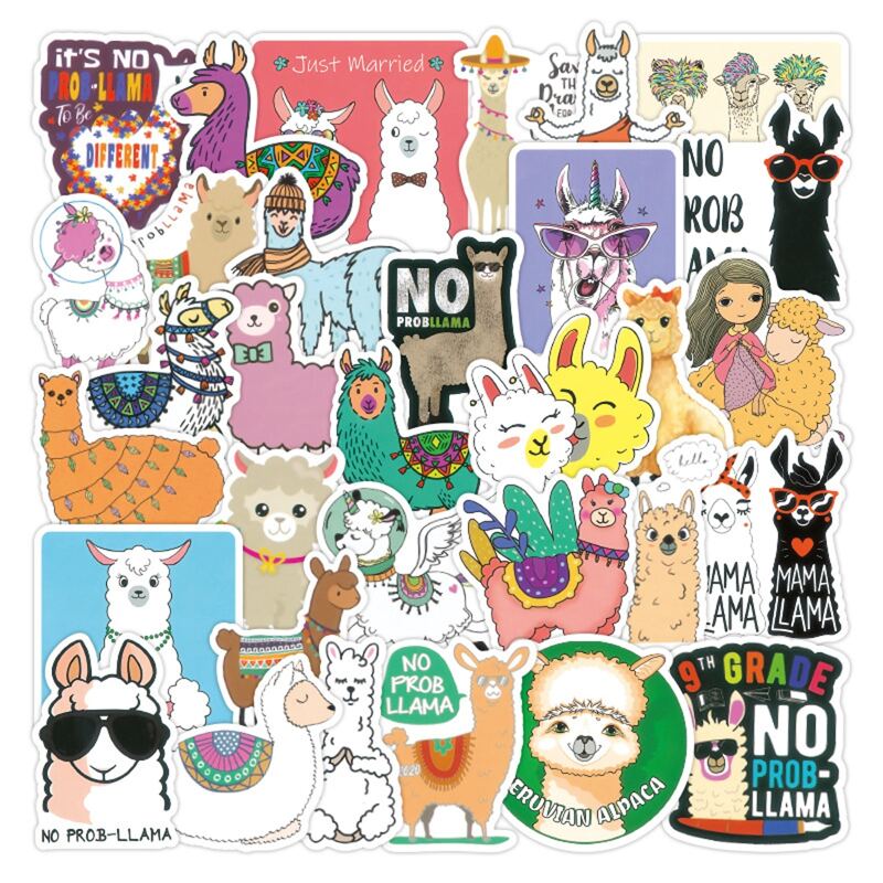 

100pcs Alpaca Graphic Sticker, Multicolor