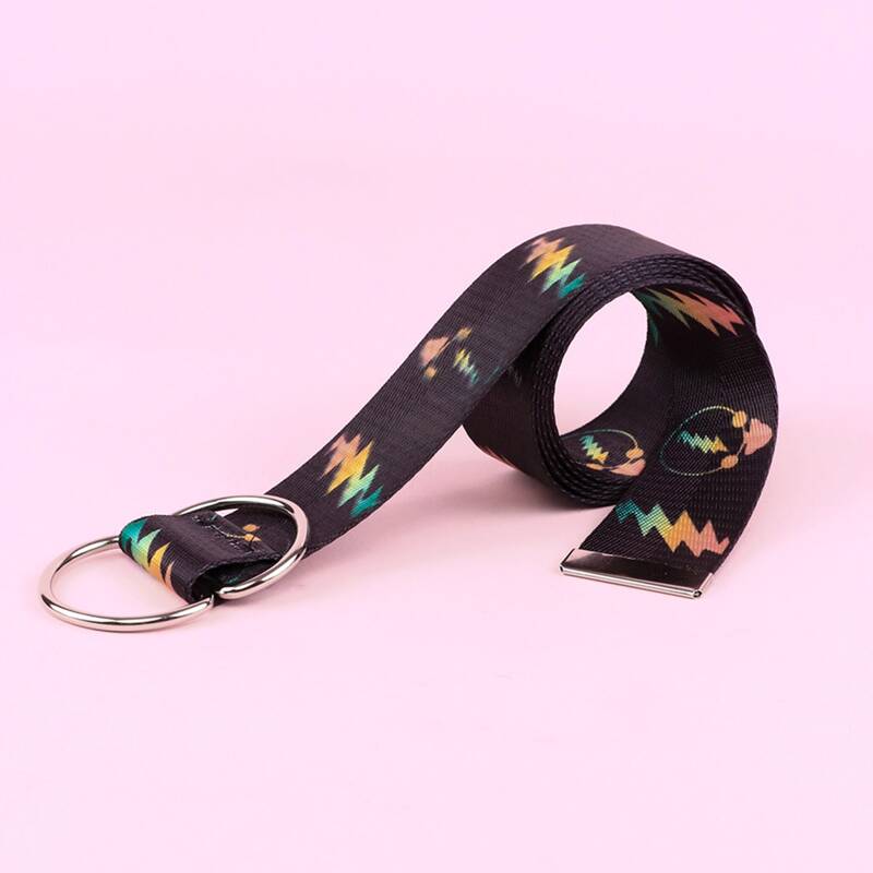 

Lightning Pattern Tape Belt, Black