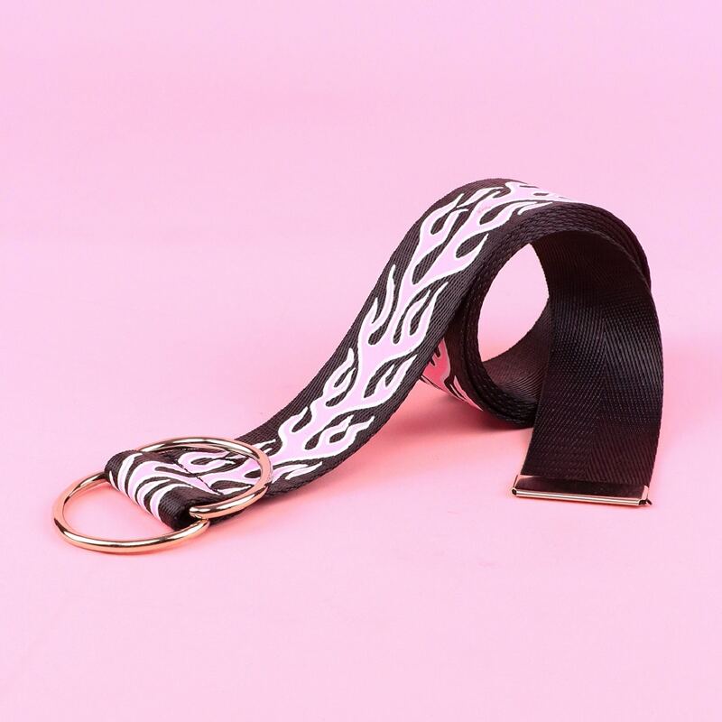 

Flame Pattern Tape Belt, Multicolor