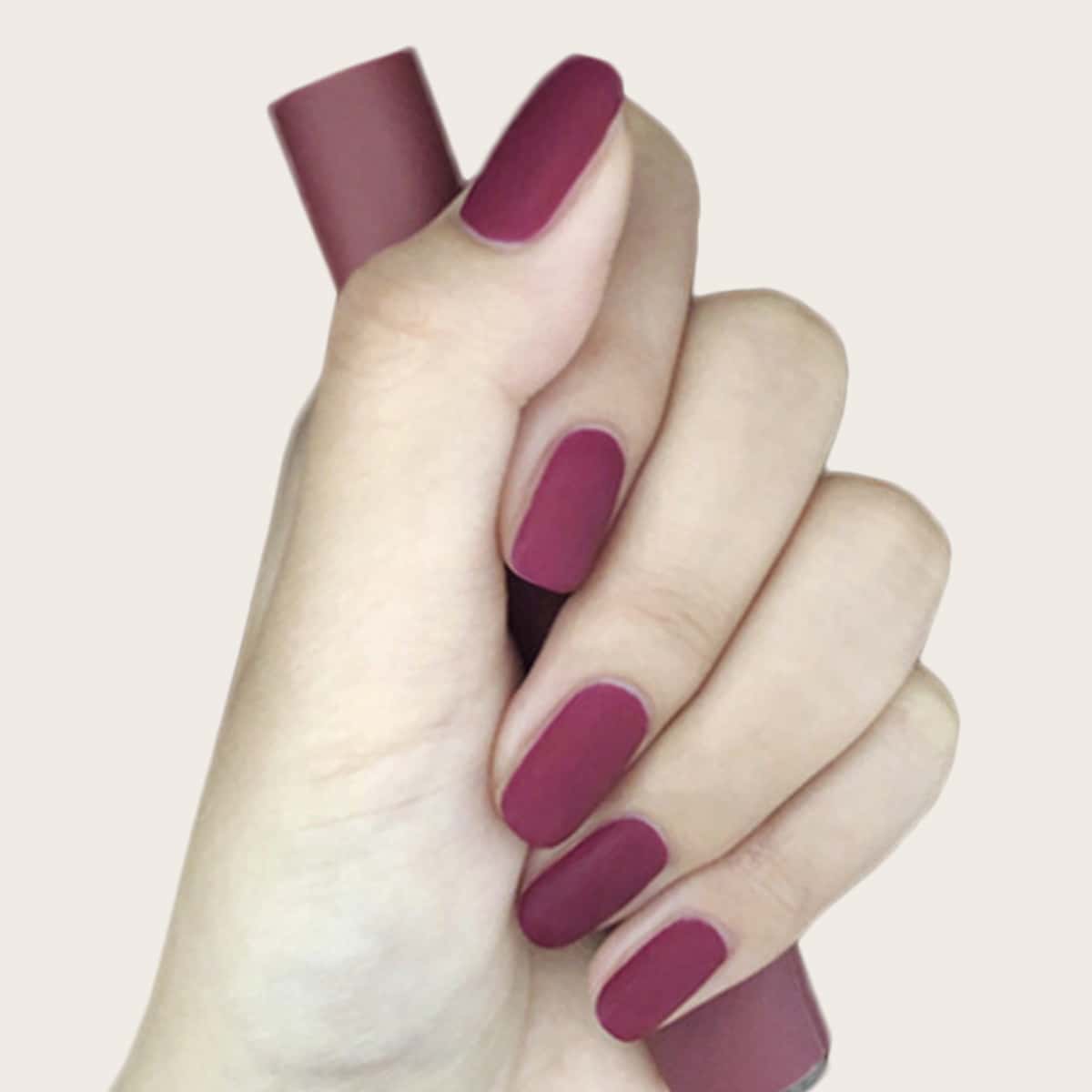 

24pcs Frosted Fake Nail & Double-sided Tape, Red