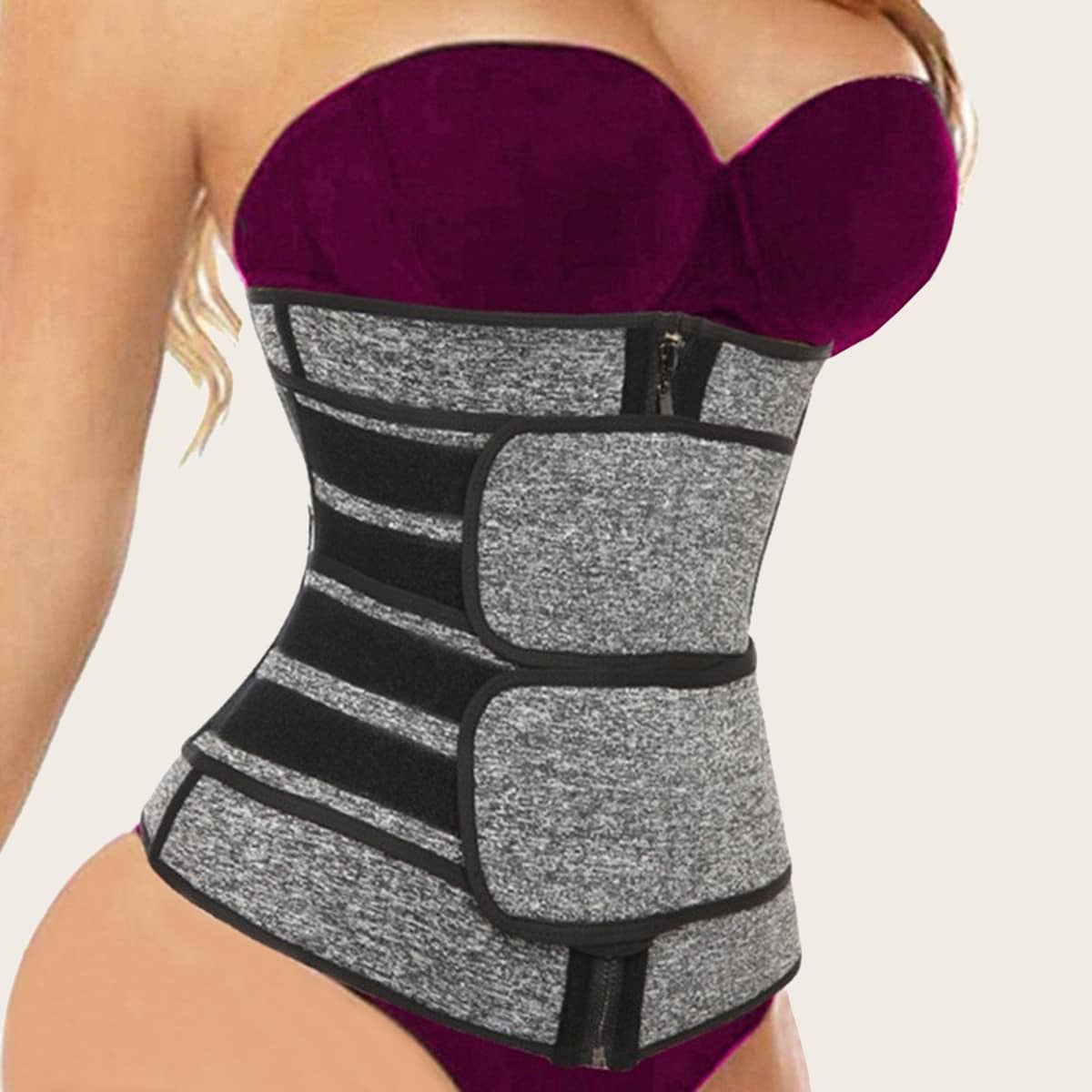 

1pc Body Shaper Wrap Corset, Grey