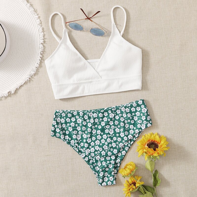 

Ditsy Floral High Waist Bikini Swimsuit, Multicolor