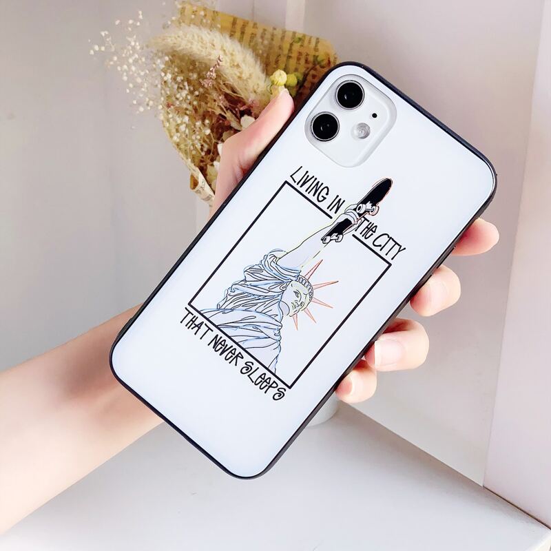 

Liberty & Slogan Graphic iPhone Case, White
