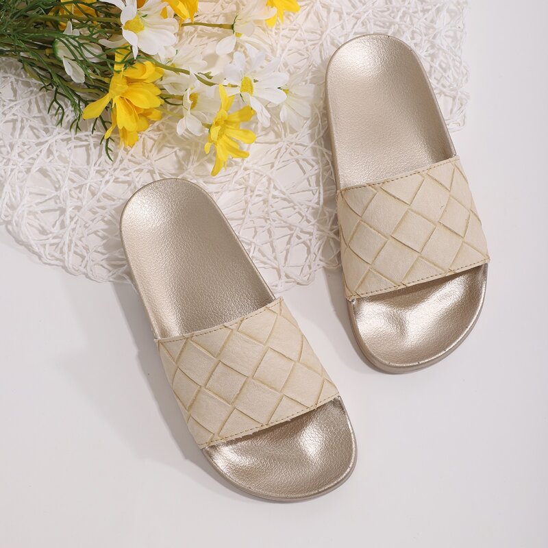 

Open Toe Textured Slides, Apricot