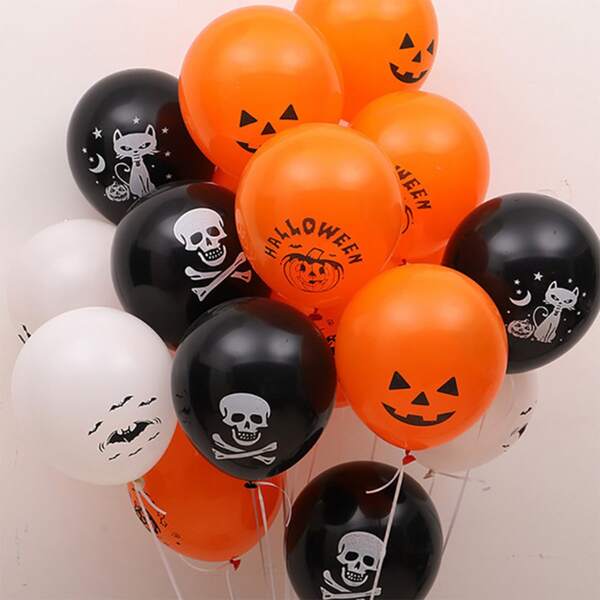 

16pcs Halloween Decorative Balloon Set, Multicolor