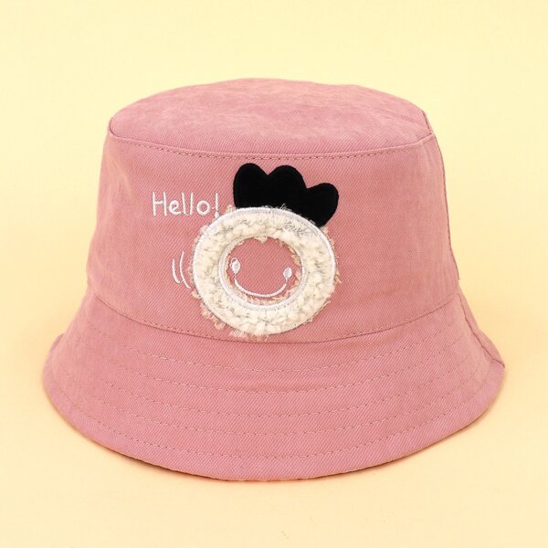 

Toddler Kids Letter Embroidered Reversible Bucket Hat, Pink