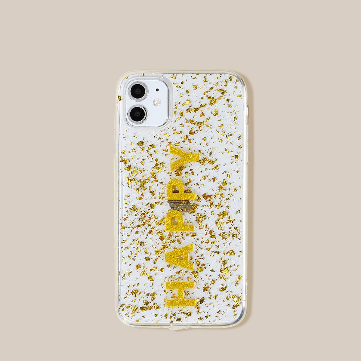 

1pc Gold Foil Decor Clear iPhone Case