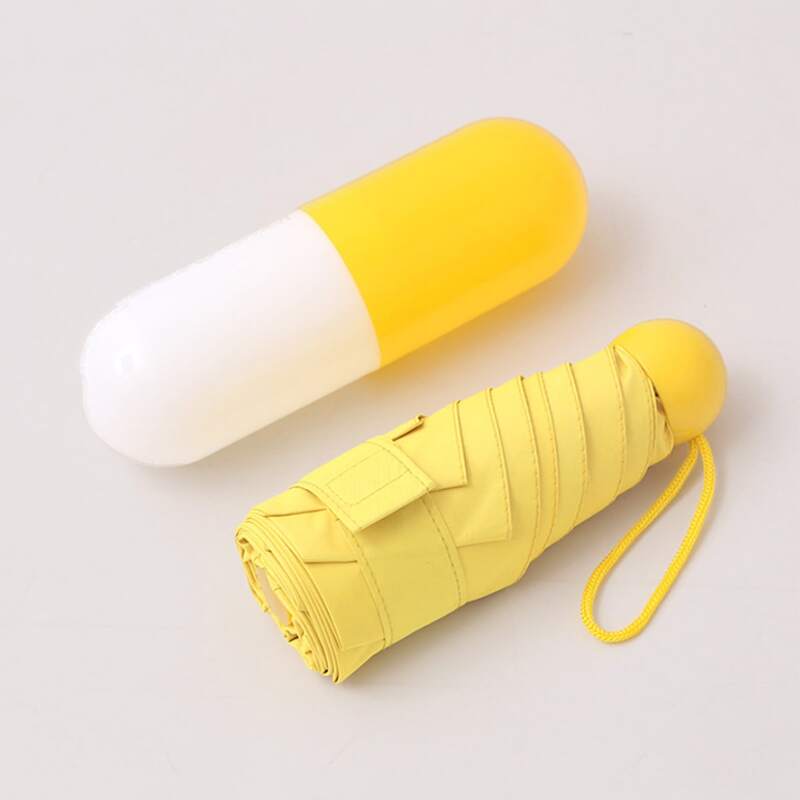 

1pc Mini Capsule Umbrella, Yellow