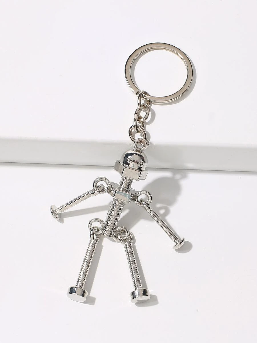 Screw Robot Keychain - Silver - View 1