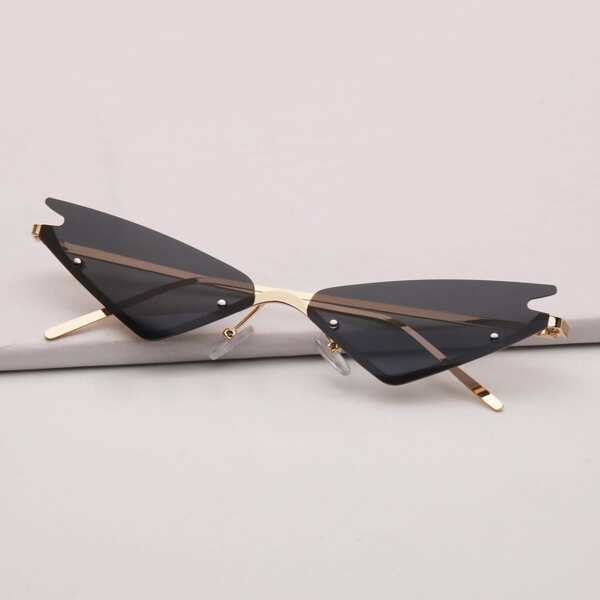 

Men Cat Eye Rimless Sunglasses, Grey