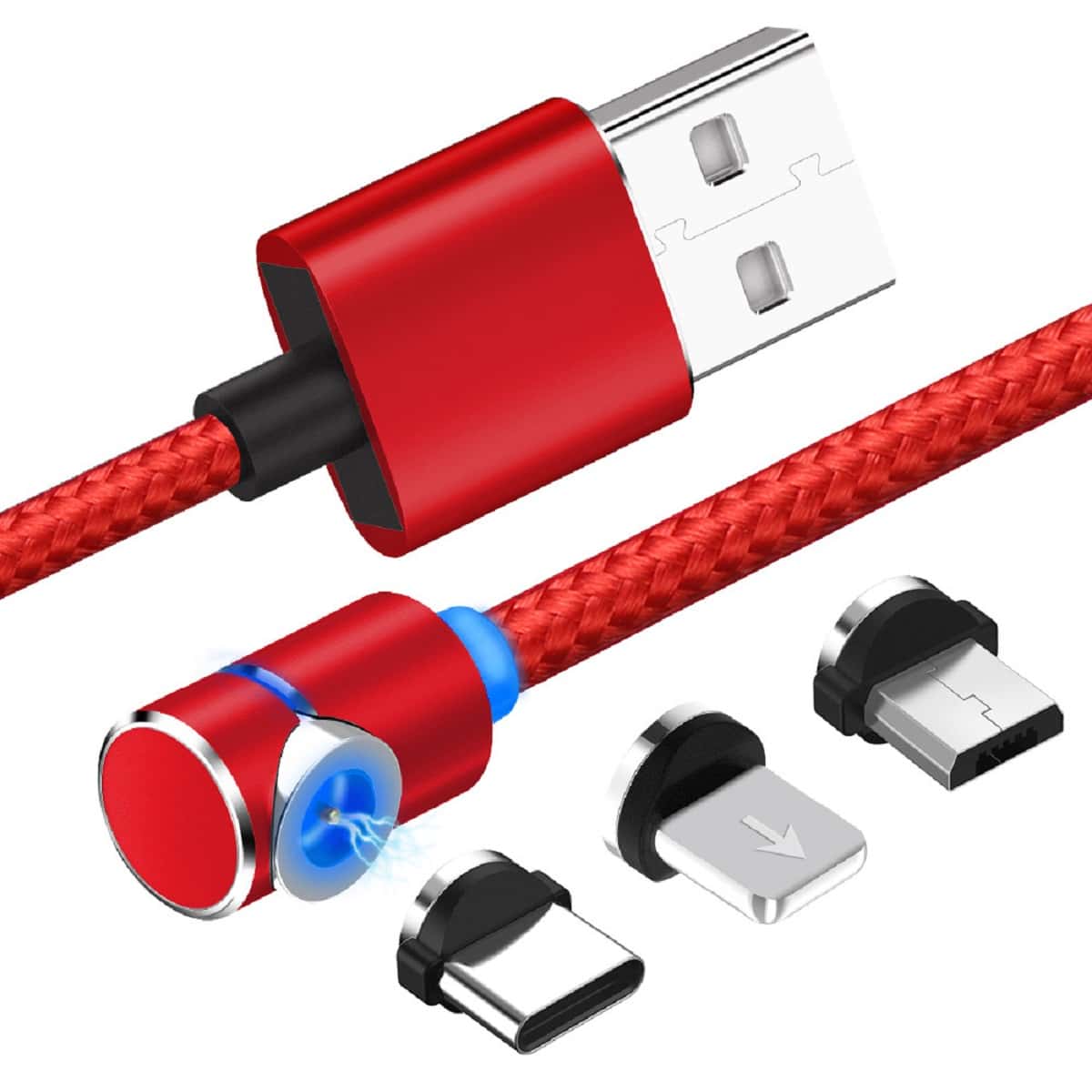 

3 In 1 Phone Magnetic Data Cable, Red