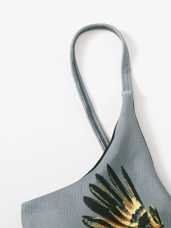 eagle print grey bikini