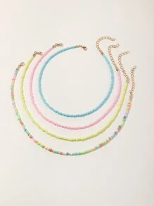 4pcs Cô gái Hỗn hợp Cơm Hạt Dây chuyền Để Trang Trí Hàng Ngày - Nhiều màu - Xem 1
