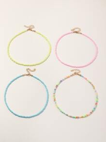 4pcs Cô gái Hỗn hợp Cơm Hạt Dây chuyền Để Trang Trí Hàng Ngày - Nhiều màu - Xem 3