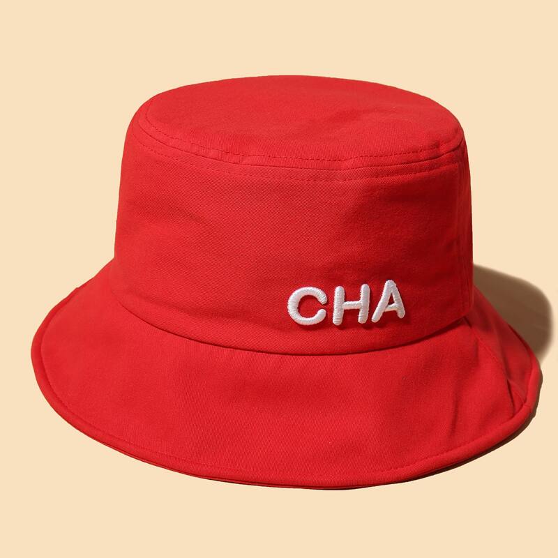 

Letter Embroidery Bucket Hat, Red